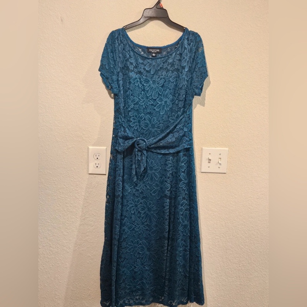 Mossimo Supply Co Blue Midi Sundress Scoop Neck Short Sleeve